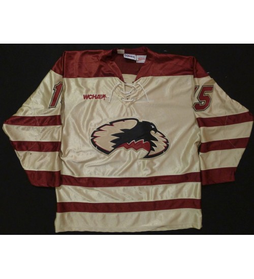 Custom NCAA 2004-05 Denver Pioneers 15 Jon Foster Hockey Jersey Alternate Beige